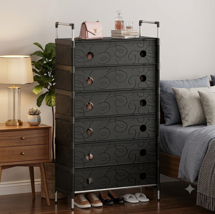 6-Layer Steel Shoe Rack – Large Capacity Organizer (Pink & Silver)