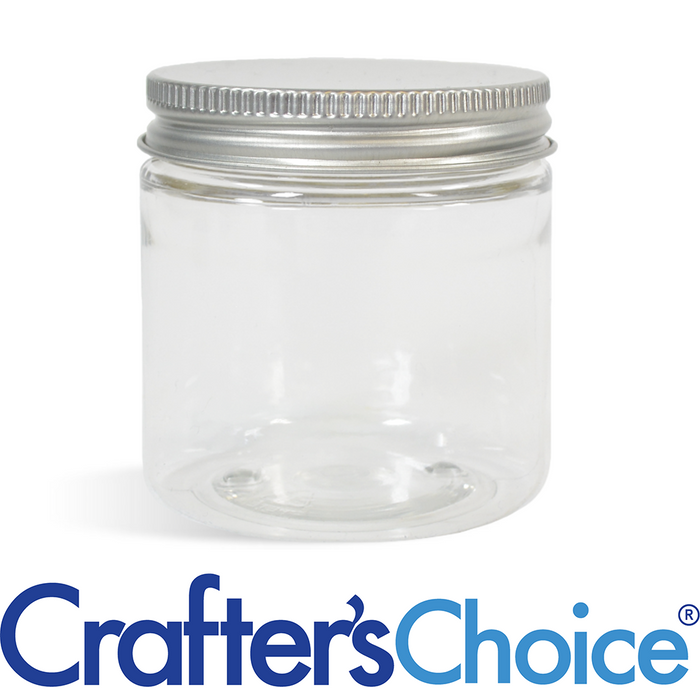 8 oz Clear Basic Jar & Silver Metal Top Set