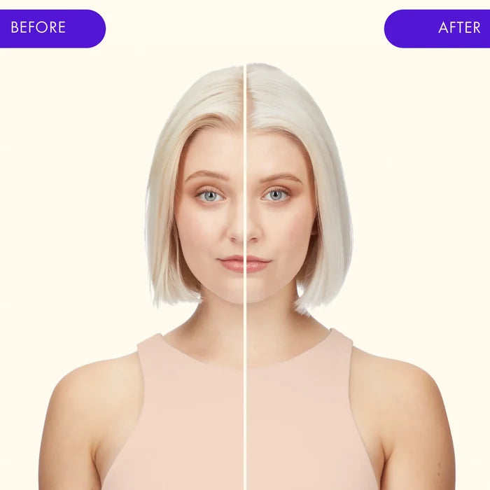 Amika Bust Your Brass Cool Blonde Repair Conditioner before and after