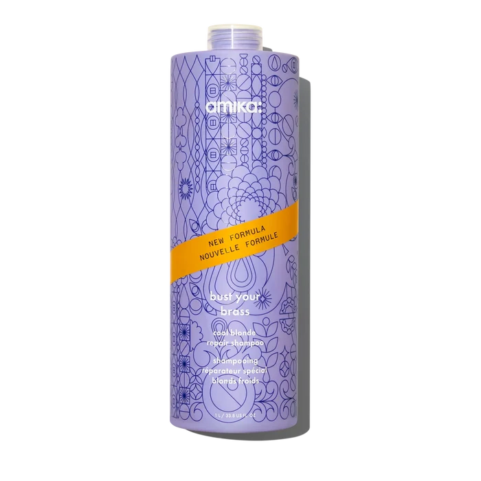 Amika Bust Your Brass Cool Blonde Repair Shampoo Salon Blissful - liter