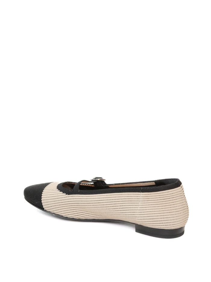 MISS ELASTIC Ballerina tessuto crema/nero 76541 CALPE-77