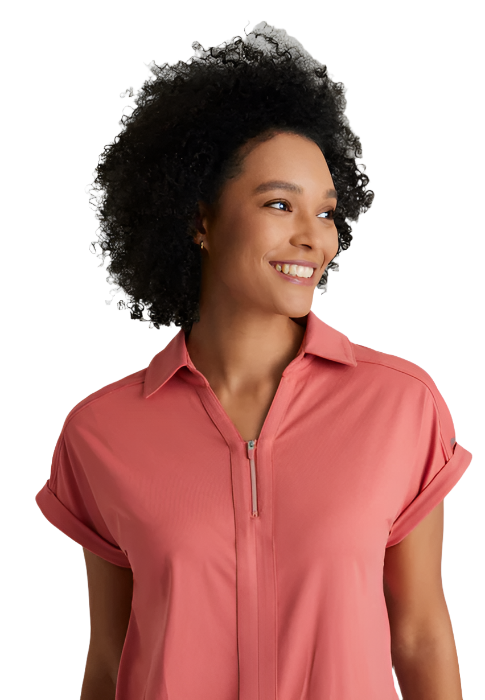 Barco One Performance Knit Engage Pro 2-Pocket Zip Neck Dolman Scrub Top