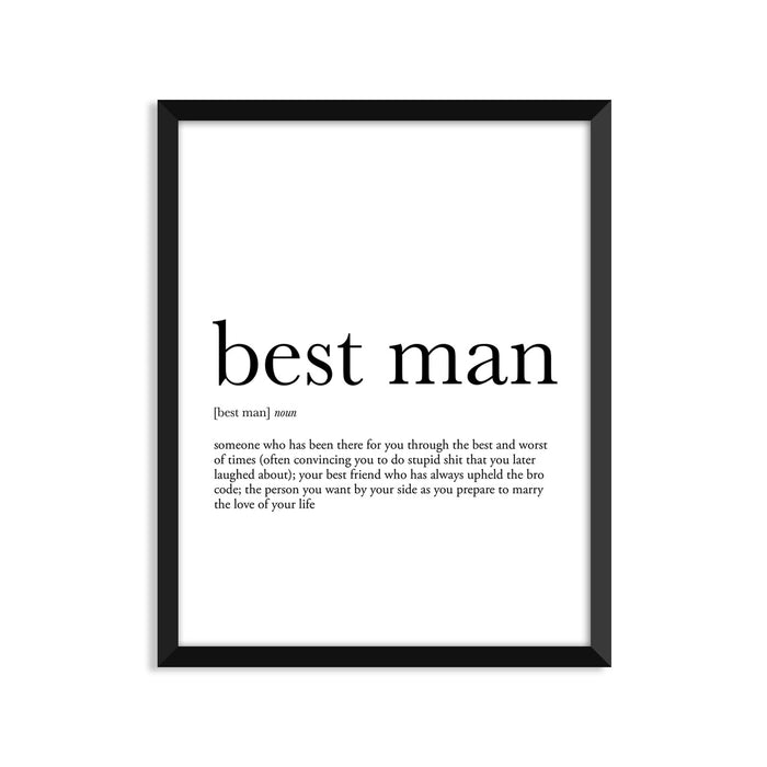 Best Man Definition - Unframed Art Print Or Greeting Card