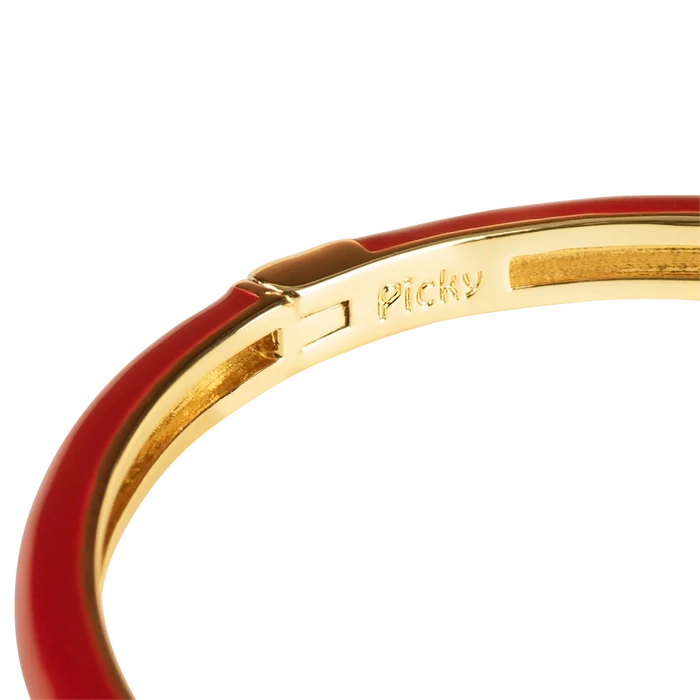 bracelet enamel bangle with heart - deep red