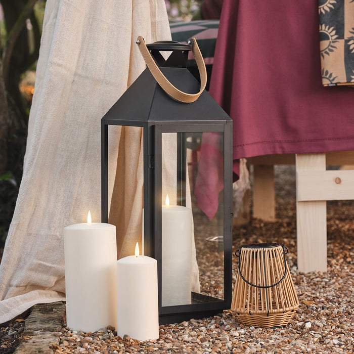 Brixham Large Leather Effect Handle Lantern with TruGlow® Candle and Remote Control