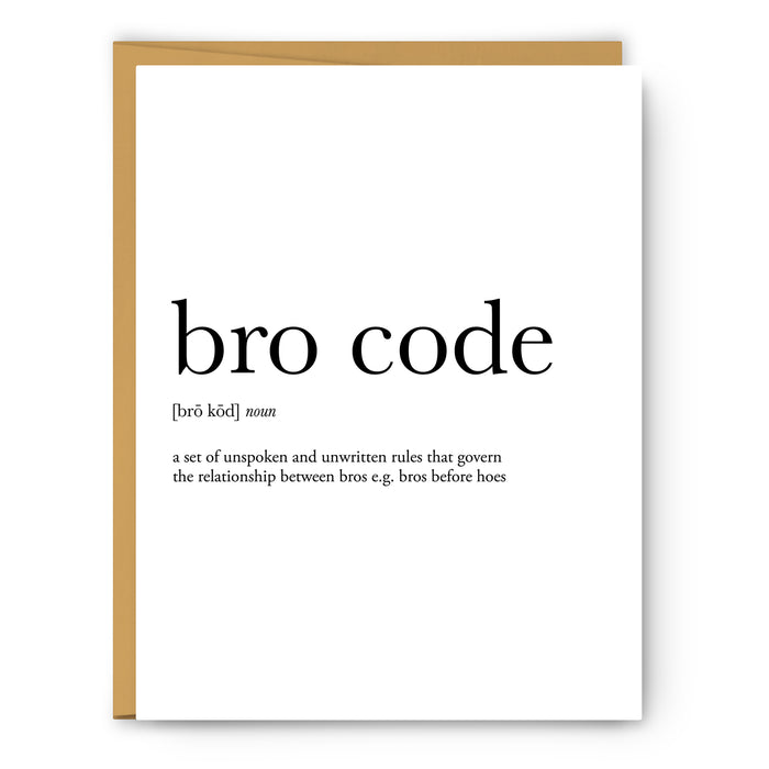 Bro Code Definition - Unframed Art Print Or Greeting Card