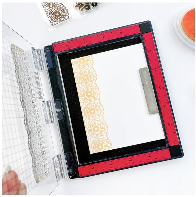 Catherine Pooler - Stamp & Die Set - Love & Lace. Add a little lace to your card with the Love & Lace Stamp & Die Set. This intricate border stamp will add a lovely lace accent to your card or project. Available at Embellish Away located in Bowmanville Ontario Canada.