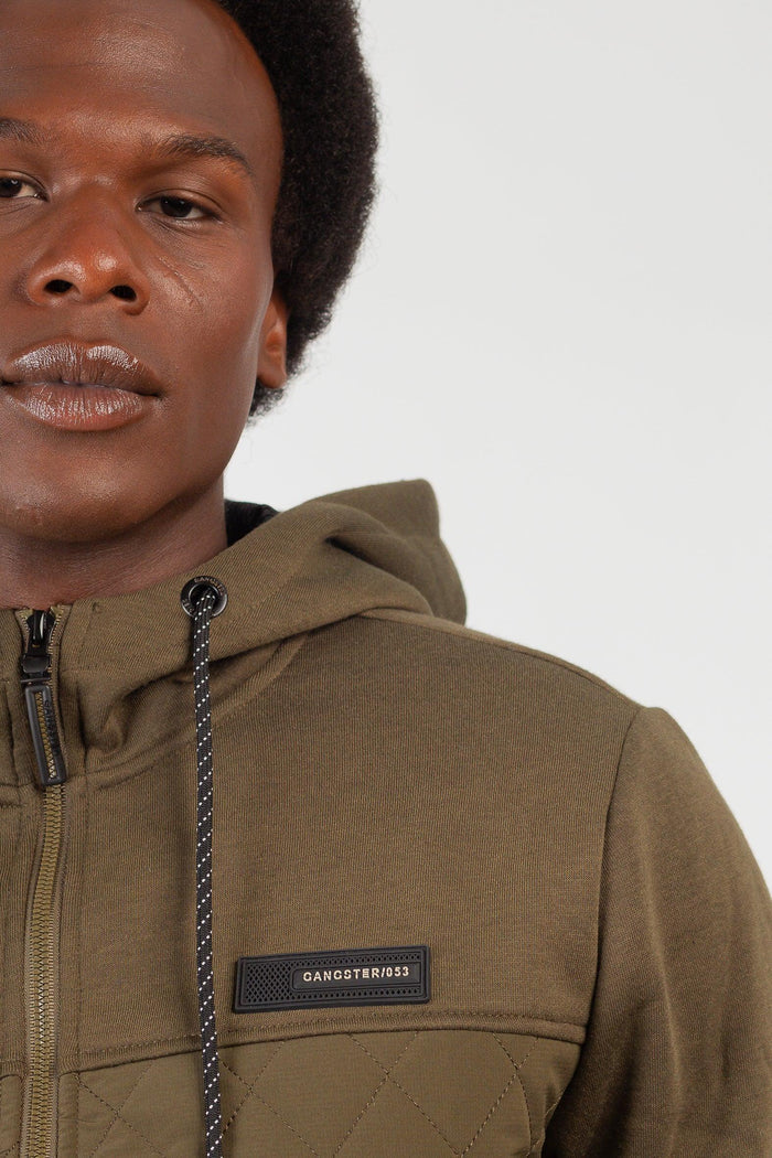 Chaqueta Hibridas Patchwork Verde Oliva Oscuro Gangster