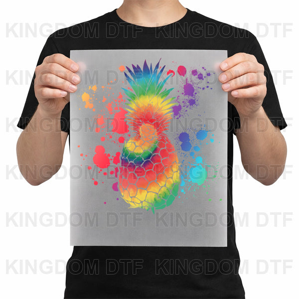 Colorful Pineapple DTF Transfers - Ready To Press