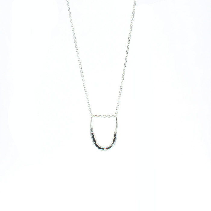 Silver chain necklace with U-shaped open pendant