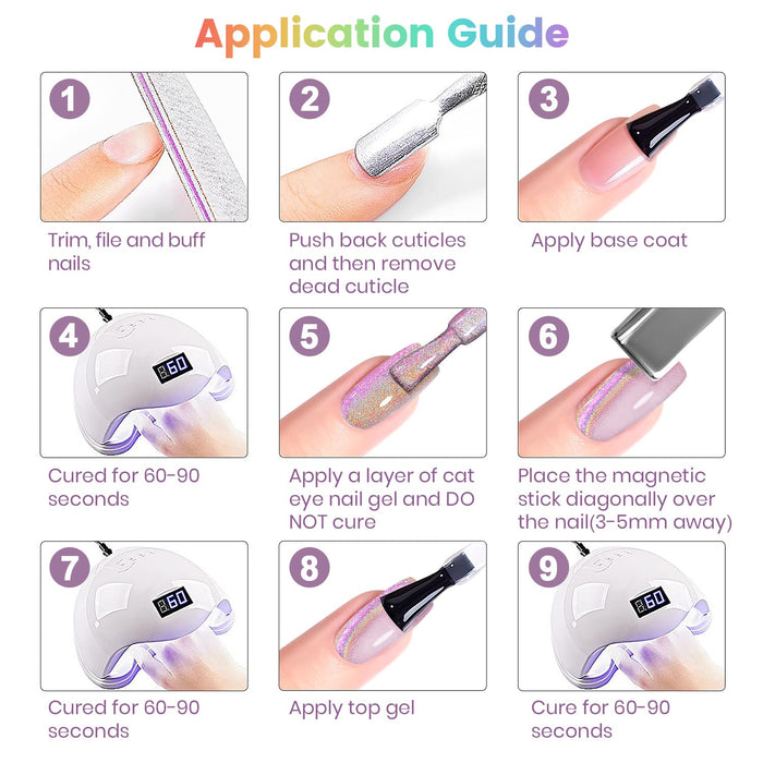 Flash Sale Pink-Lilac Rainbow Holographic Cat Eye Gel Polish 15ml - Limited Time 64% OFF