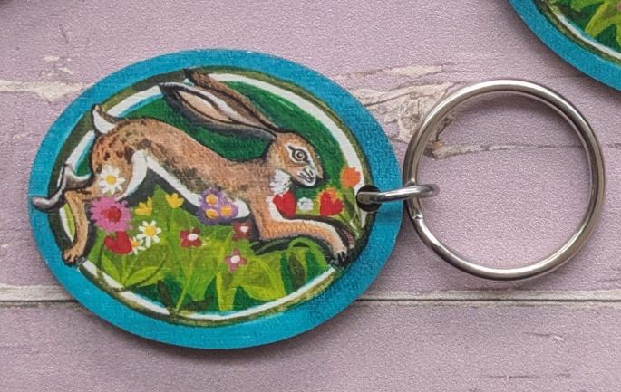'Hare & Flowers' keyring by Lizzie Spikes