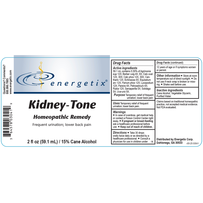Kidney-Tone is a homeopathic combination formula for symptoms of kidney congestion.