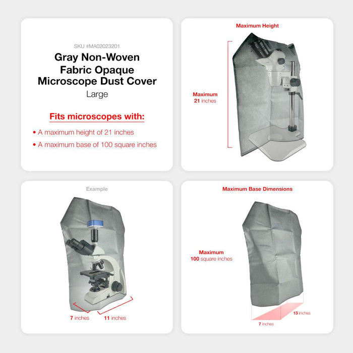 Microscope Dust Cover, Opaque, Grey Fabric (Large)