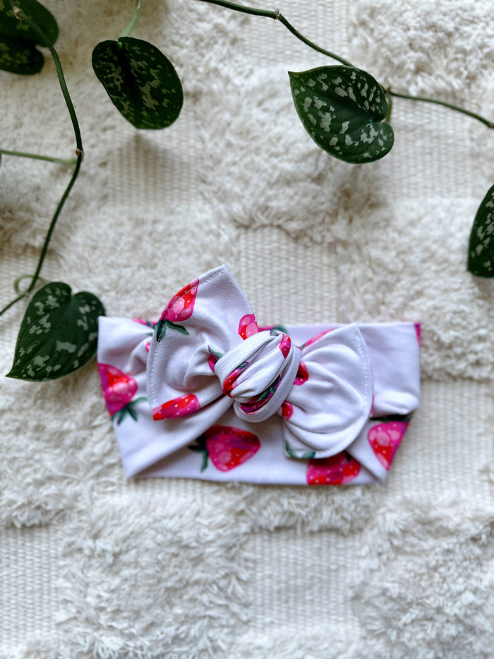 Mini Tieband - Watercolor Strawberries