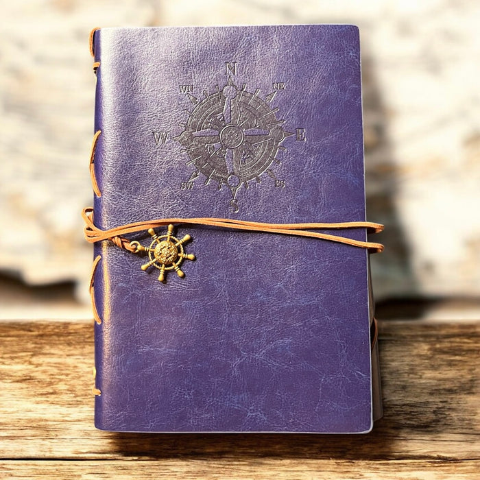 Large 7-inch nautical leather writing journal with pendants