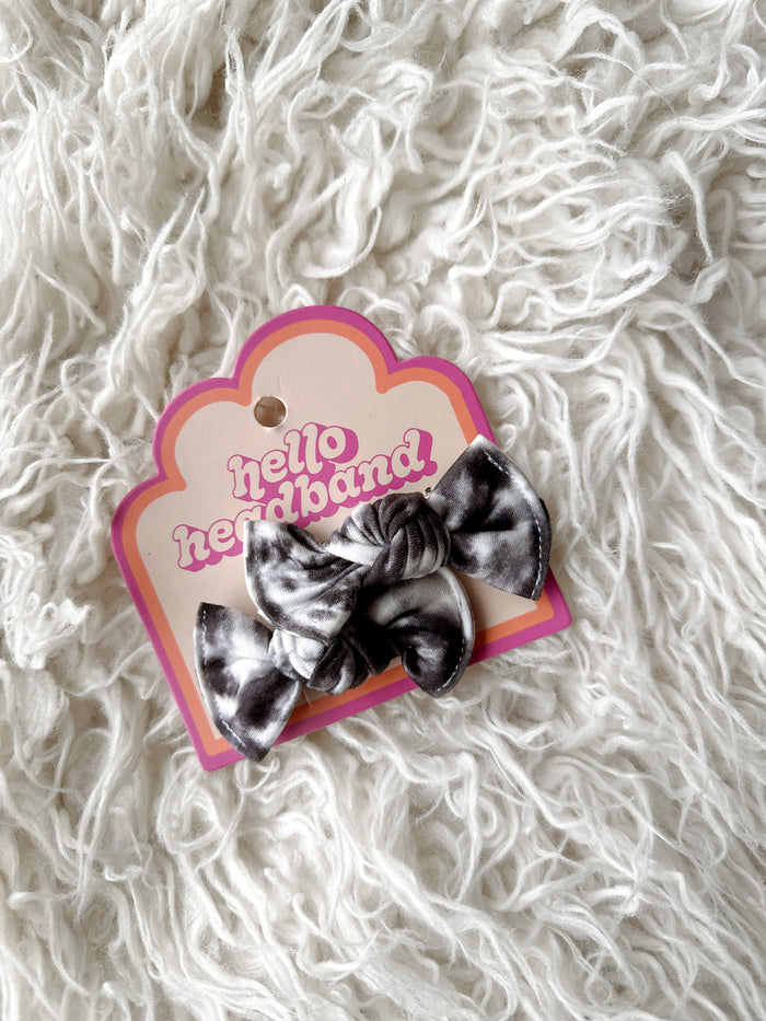 Pigtail Clip Set - Black Tie Dye