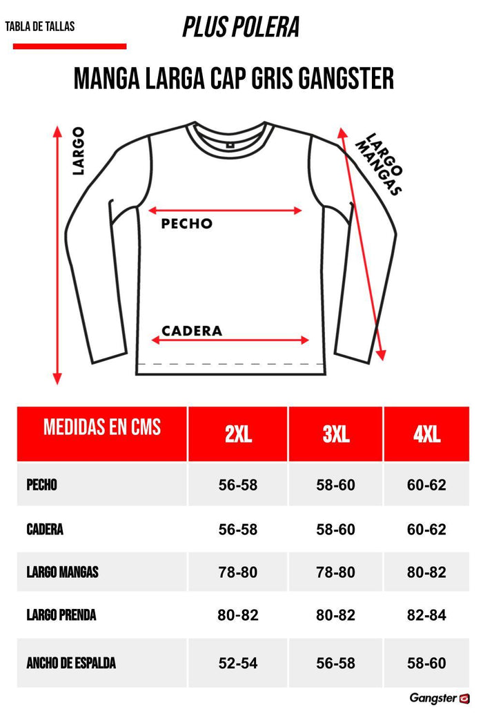 Plus Polera Manga Larga Cap Gris Gangster - Gangster
