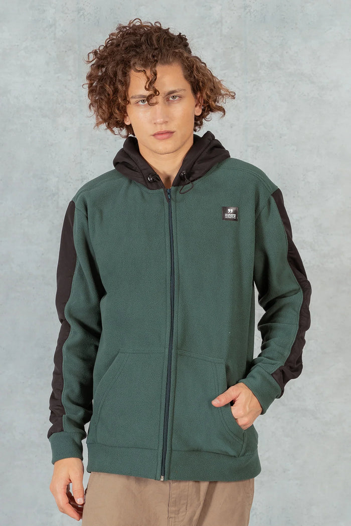 Poleron Full Zipper Fleece Line Verde Overcore - Gangster
