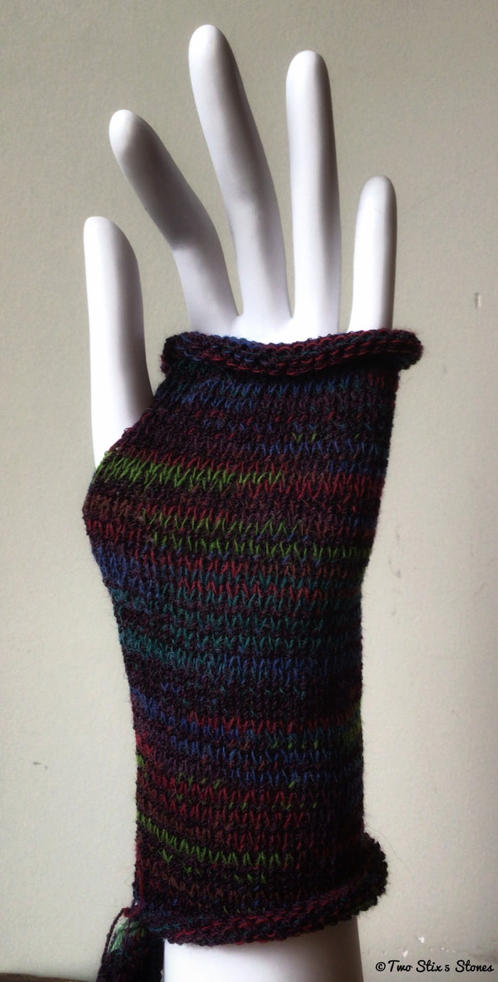 Purple Tweed Fingerless Gloves
