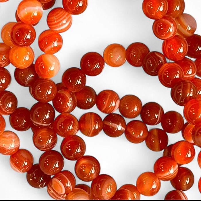Sardonyx 6mm Bead Strand – 14" Natural Crystal Beads for Jewelry Making, Strength & Protection