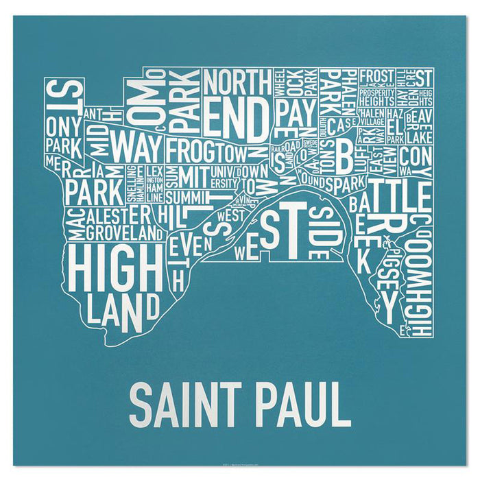 St. Paul Neighborhood Map 20" x 20" Poster
