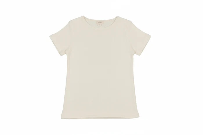 tee s/s ribbed - cream