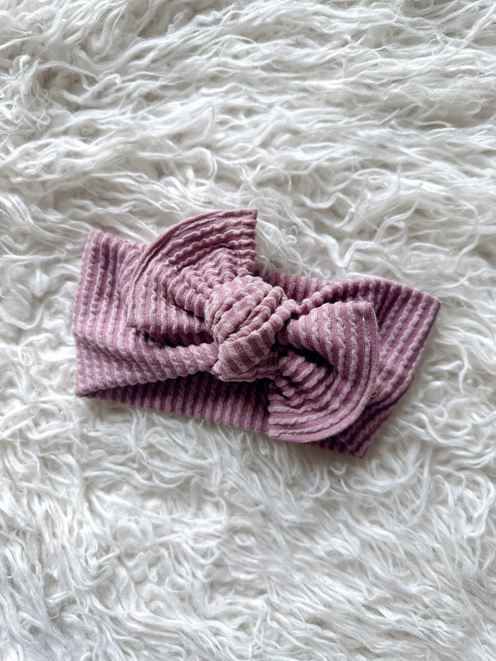 Textured Mini Tieband - Wavy Ribbed Mauve