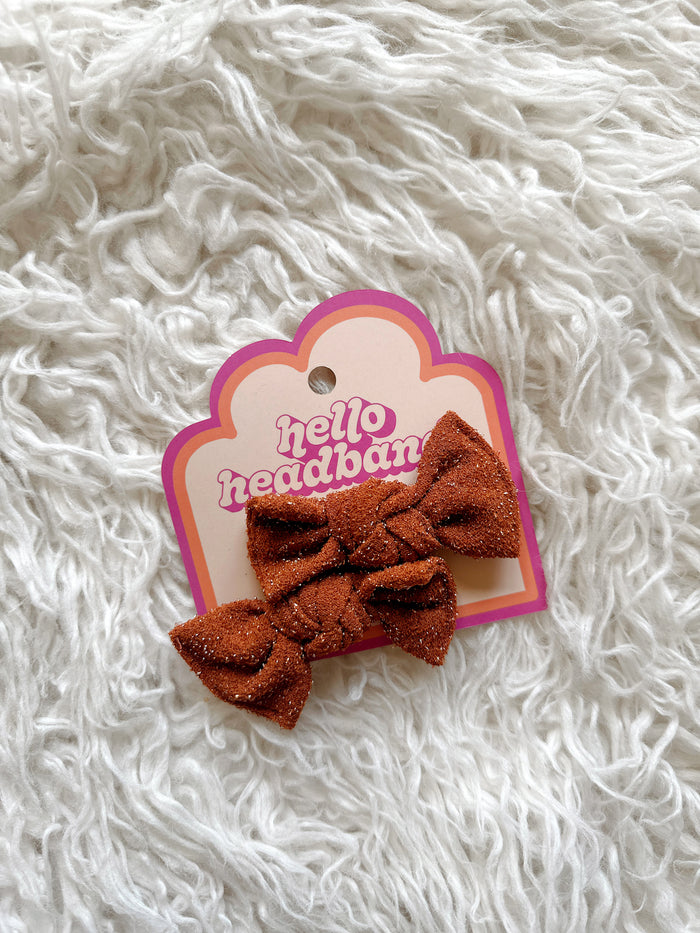 Textured Pigtail Clip Set - Pumpkin Spice Sparkle