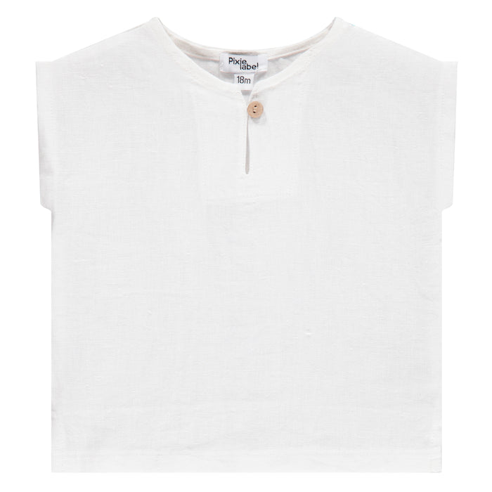 top s/s linen - white