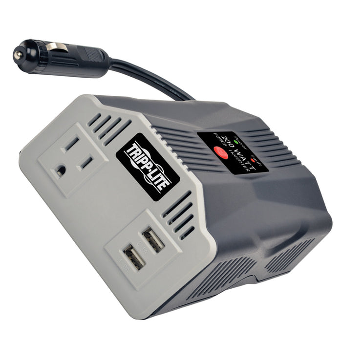 Tripp Lite power adapter with multiple outlets and USB ports on a white background