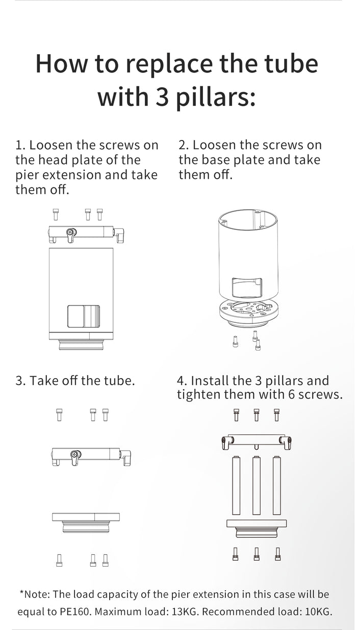 ZWO Pillars for PE200 Pier Extension