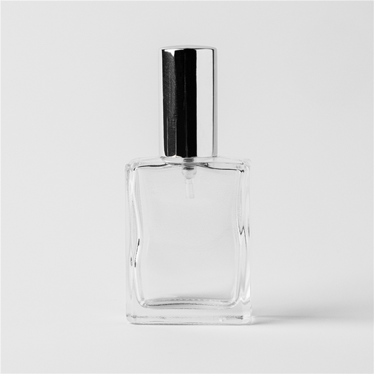0.57 oz Clear Glass Perfume Bottle with Silver Spray Top