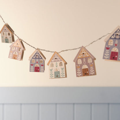10 Autumnal House Wooden LED Fairy Lights