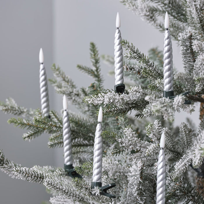 10 Silver TruGlow® LED Christmas Candle Clips with Remote Control