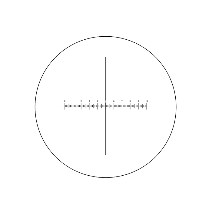10mm/100 Div  X-Axis Cross Hair Scale Reticle ( Dia. 27mm), SKU RT20103192, three quarter front view