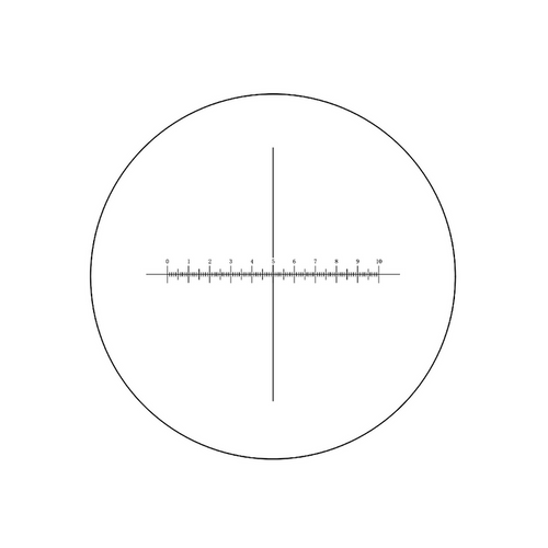 10mm/100 Div  X-Axis Cross Hair Scale Reticle ( Dia. 27mm), SKU RT20103192, three quarter front view