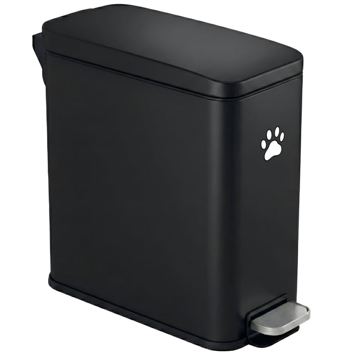 12 Liter / 3 Gallon SoftStep Matte Black Stainless Steel Slim Step Pedal Pet Waste Receptacle with AbsorbX Odor Filter