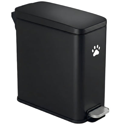 12 Liter / 3 Gallon SoftStep Matte Black Stainless Steel Slim Step Pedal Pet Waste Receptacle with AbsorbX Odor Filter