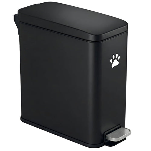 12 Liter / 3 Gallon SoftStep Matte Black Stainless Steel Slim Step Pedal Pet Waste Receptacle with AbsorbX Odor Filter