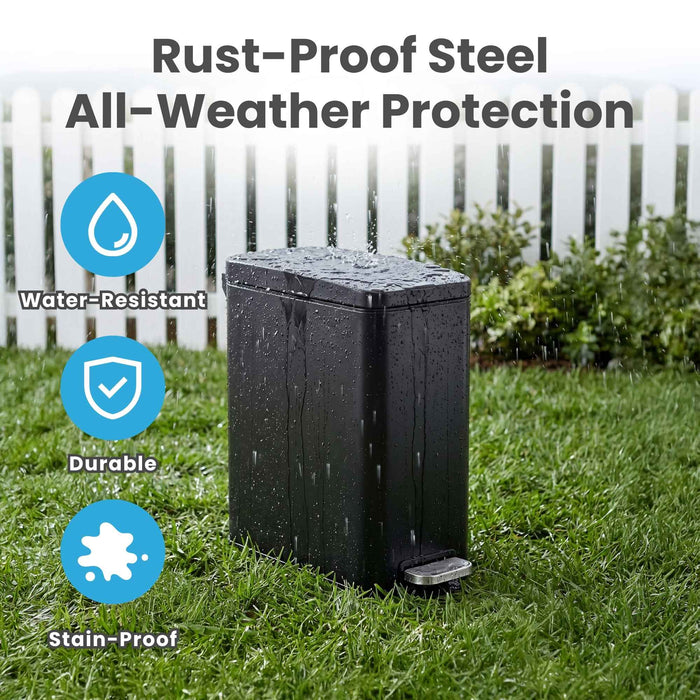 12 Liter / 3 Gallon SoftStep Matte Black Stainless Steel Slim Step Pedal Pet Waste Receptacle with AbsorbX Odor Filter