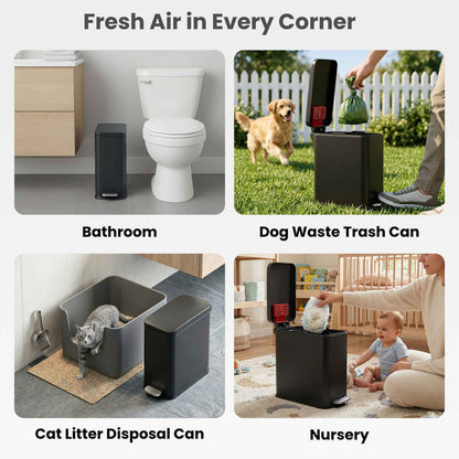 12 Liter / 3 Gallon SoftStep Matte Black Stainless Steel Slim Step Pedal Pet Waste Receptacle with AbsorbX Odor Filter