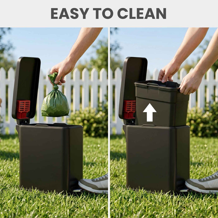 12 Liter / 3 Gallon SoftStep Matte Black Stainless Steel Slim Step Pedal Pet Waste Receptacle with AbsorbX Odor Filter