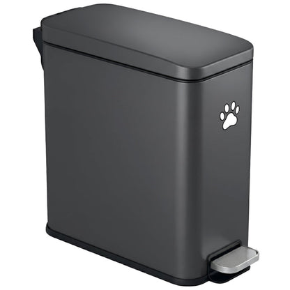 12 Liter / 3 Gallon SoftStep Matte Gray Stainless Steel Slim Step Pedal Pet Waste Receptacle with AbsorbX Odor Filter