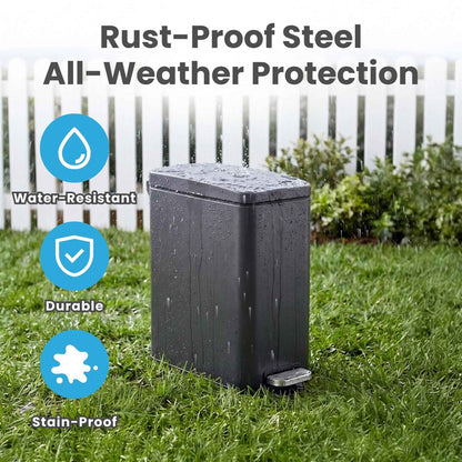 12 Liter / 3 Gallon SoftStep Matte Gray Stainless Steel Slim Step Pedal Pet Waste Receptacle with AbsorbX Odor Filter