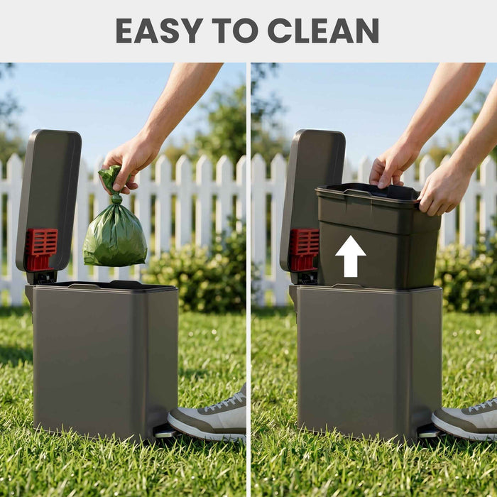 12 Liter / 3 Gallon SoftStep Matte Gray Stainless Steel Slim Step Pedal Pet Waste Receptacle with AbsorbX Odor Filter