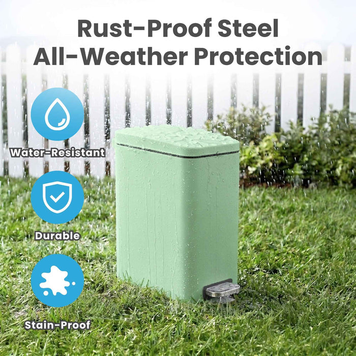 12 Liter / 3 Gallon SoftStep Matte Pastel Green Stainless Steel Slim Step Pedal Pet Waste Receptacle with AbsorbX Odor Filter