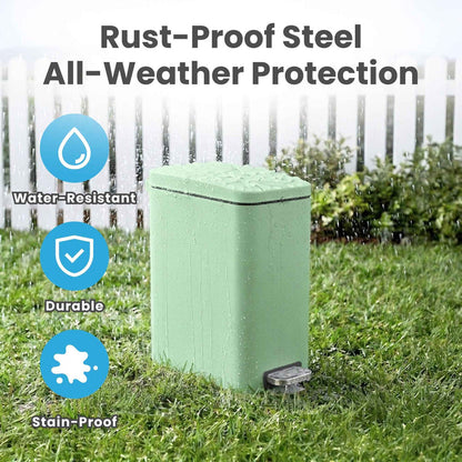 12 Liter / 3 Gallon SoftStep Matte Pastel Green Stainless Steel Slim Step Pedal Pet Waste Receptacle with AbsorbX Odor Filter