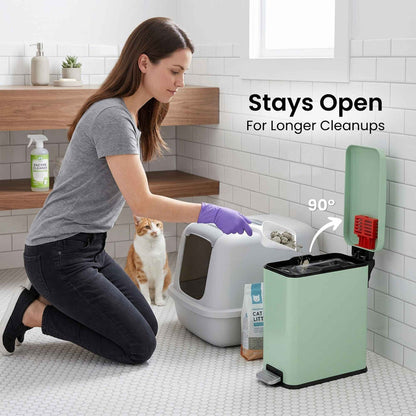 12 Liter / 3 Gallon SoftStep Matte Pastel Green Stainless Steel Slim Step Pedal Pet Waste Receptacle with AbsorbX Odor Filter