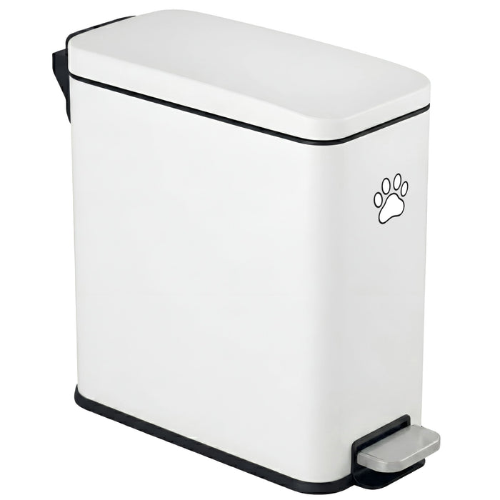 12 Liter / 3 Gallon SoftStep Matte White Stainless Steel Slim Step Pedal Pet Waste Receptacle with AbsorbX Odor Filter